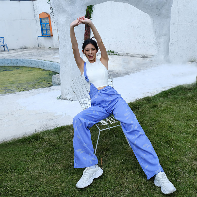 La Nikar Strappy Denim Printed Sports Pants