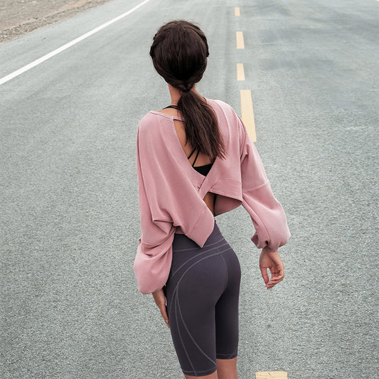 La Nikar2022 fall new loose design sense niche short backless tops