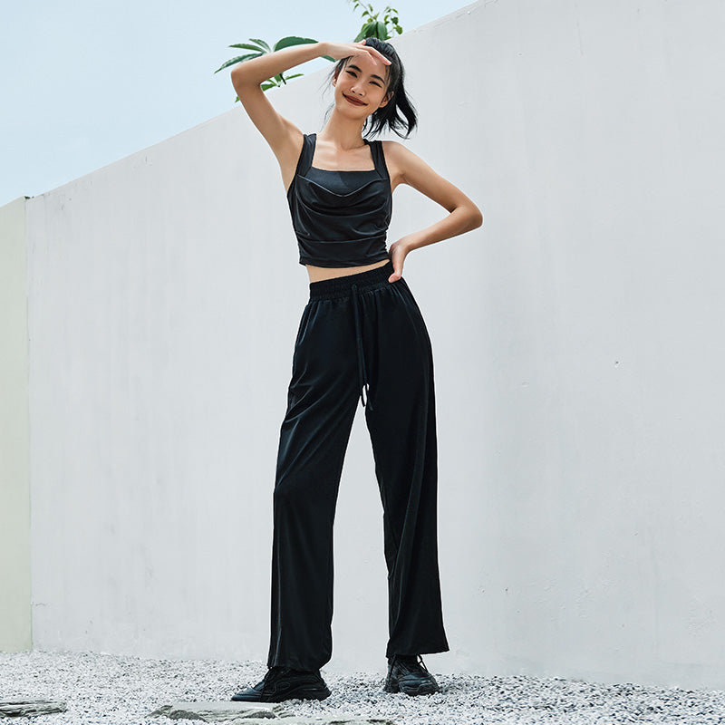 La Nikar lace-up high-waisted wide-legged pants