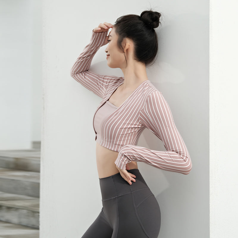 La Nikar Stripe Long Sleeve Workout Wear