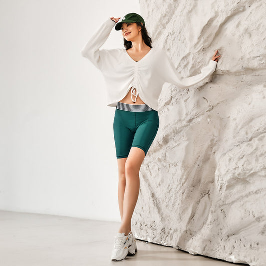 La Nikar niche design sense spring and autumn drawstring sports T-shirt