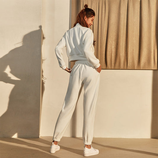 La Nikar Cropped Fleece Padded Track Jacket