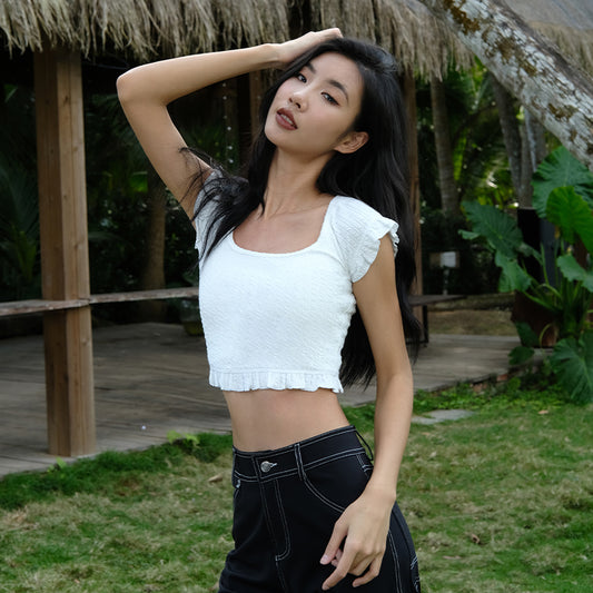 La Nikar lace short-sleeved sports T-shirt