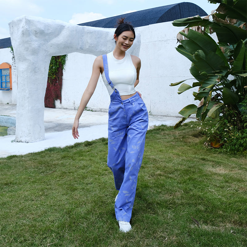 La Nikar Strappy Denim Printed Sports Pants