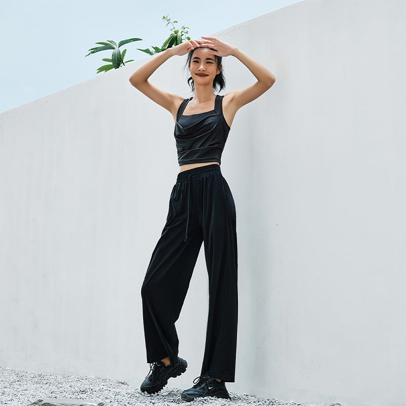 La Nikar lace-up high-waisted wide-legged pants