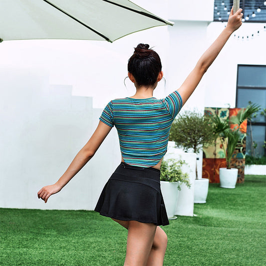 La Nikar women's striped short running T-shirt