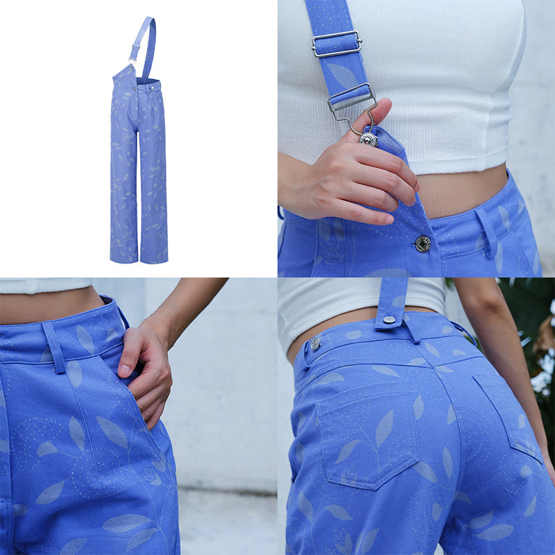 La Nikar Strappy Denim Printed Sports Pants