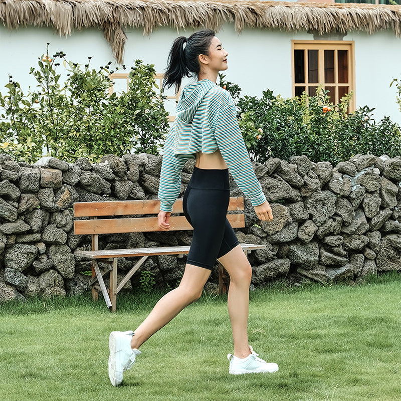 Lanikar 2022 fall short striped sports tops