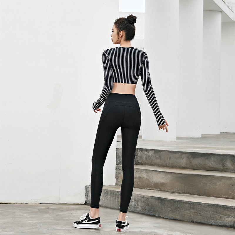 La Nikar Stripe Long Sleeve Workout Wear