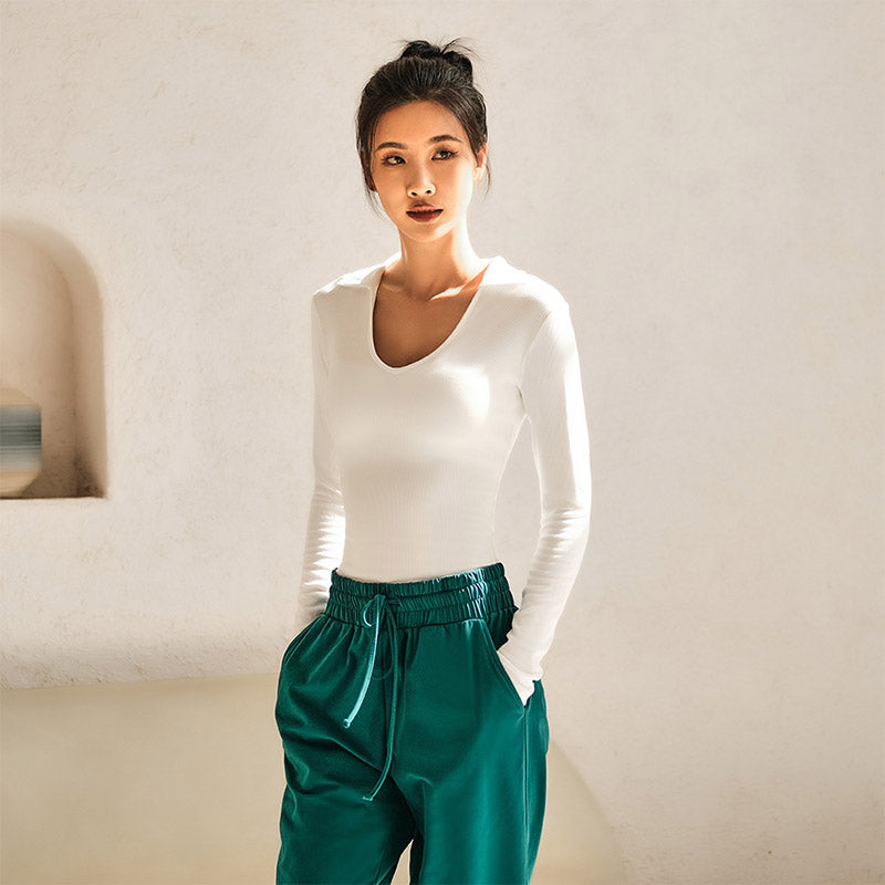 La Nikar lapel slim and thin morning running long sleeve fitness clothing