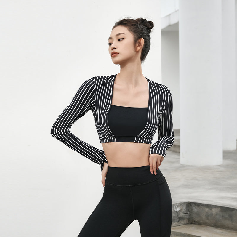 La Nikar Stripe Long Sleeve Workout Wear