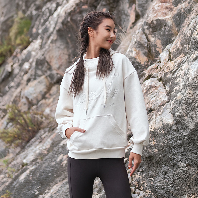 La Nikar Women's Autumn/Winter Warm Long Sleeve High Neck Loose Hooded Gym Top