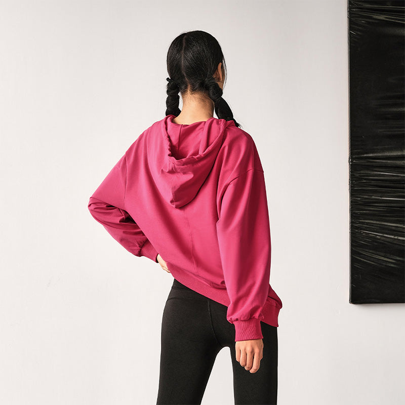 La Nikar fall and winter solid color half-zip hooded sweatshirt