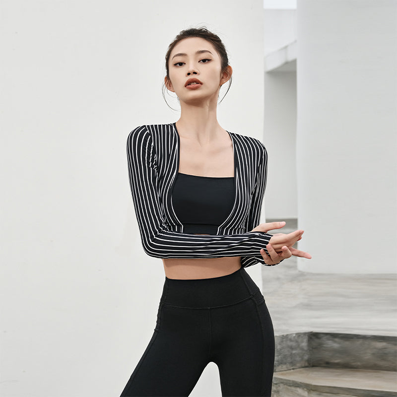 La Nikar Stripe Long Sleeve Workout Wear