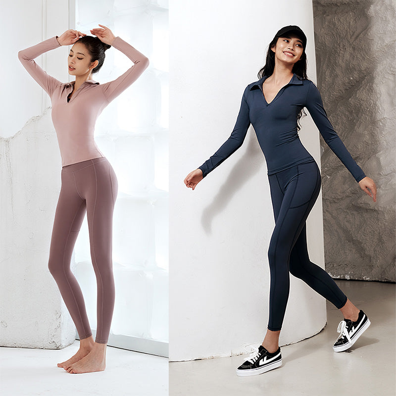 LaNikar long-sleeved lapel yoga clothes-Women's