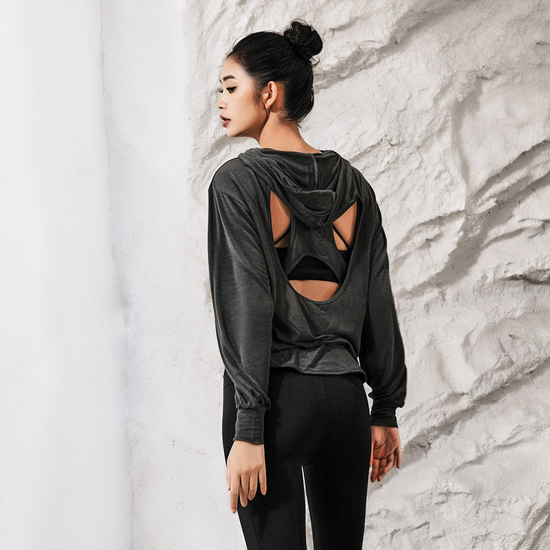La Nikar hooded backless sports T-shirt